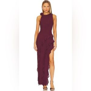 AFRM Airess ruffle maxi dress in Fig, XS NWT